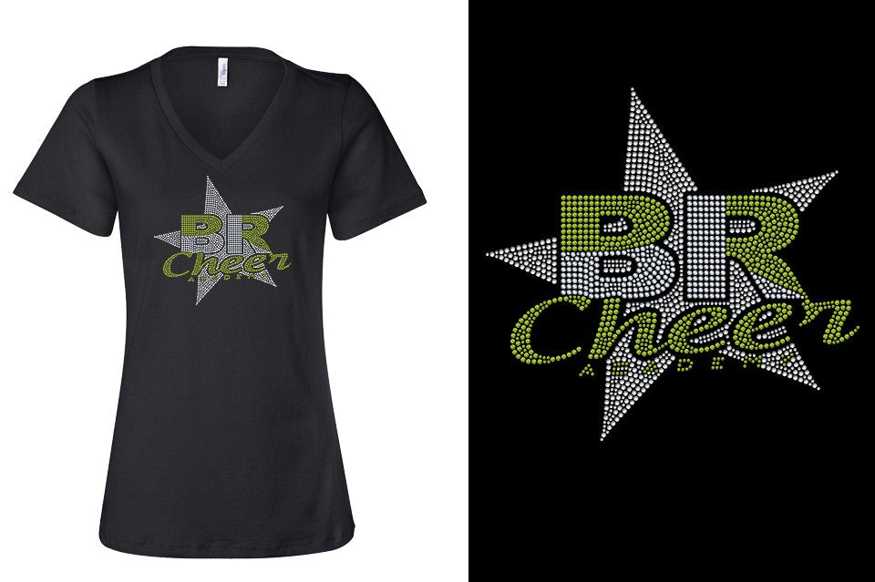 Rhinestones BR ACADEMY with star Women's Relaxed V-Neck