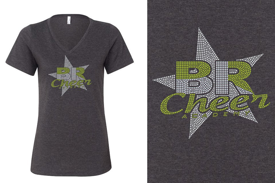 Rhinestones BR ACADEMY with star Women's Relaxed V-Neck