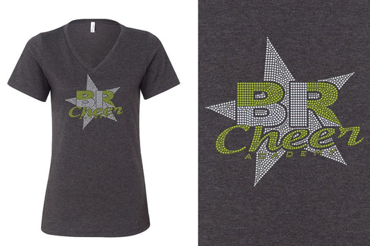 Rhinestones BR ACADEMY with star Women's Relaxed V-Neck
