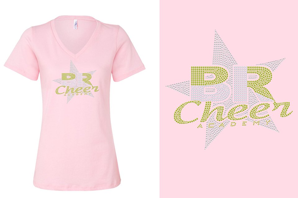 Rhinestones BR ACADEMY with star Women's Relaxed V-Neck