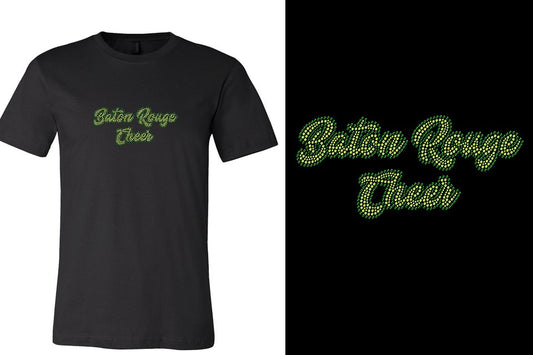 Rhinestones Baton Rouge Cheer Designer font 2-color stones Unisex t-shirt