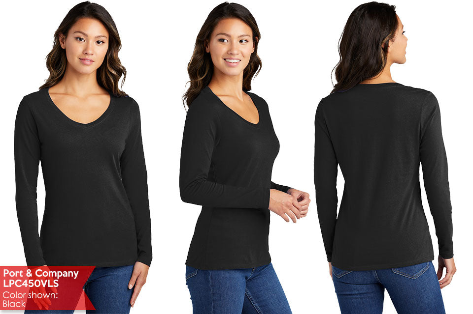 Rhinestones BR ACADEMY with star Women's Relaxed Fit Long Sleeve V-Neck